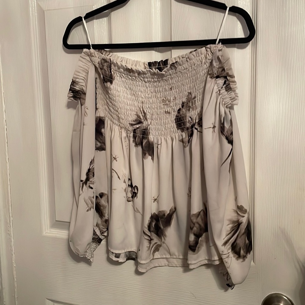 White with black flowers blouse